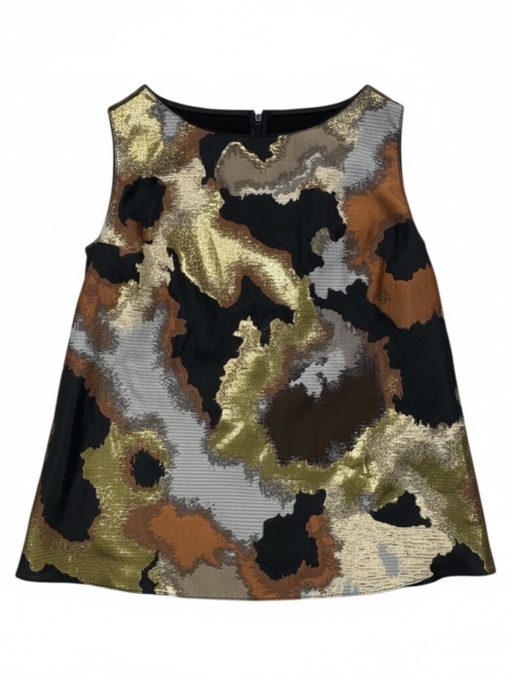 Lafayette 148 New York Metallic Abstract Print Blouse Top Silk Blend Size Small